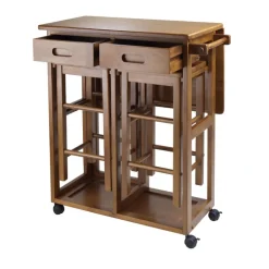 Winsome Wood 39330 29.61 X 29.13 X 32.76 Teak Suzanne Space Saver 3 Piece Set