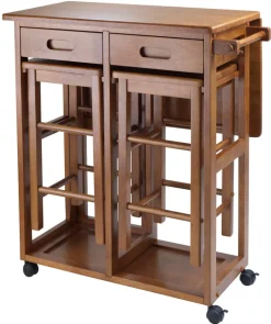 Winsome Wood 39330 29.61 X 29.13 X 32.76 Teak Suzanne Space Saver 3 Piece Set