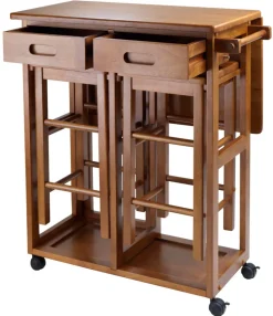 Winsome Wood 39330 29.61 X 29.13 X 32.76 Teak Suzanne Space Saver 3 Piece Set