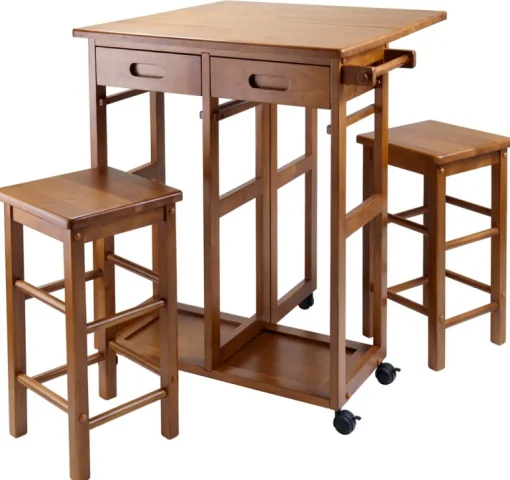 Winsome Wood 39330 29.61 X 29.13 X 32.76 Teak Suzanne Space Saver 3 Piece Set