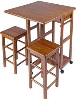 Winsome Wood 39330 29.61 X 29.13 X 32.76 Teak Suzanne Space Saver 3 Piece Set