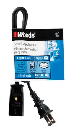 Woods 18/2 HPN 125 V 2 ft. L Small Appliance Cord