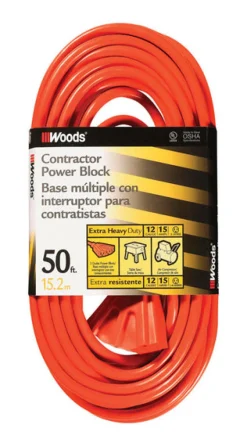 Woods 12/3 SJTW 300 V 50 ft. L Power Cord