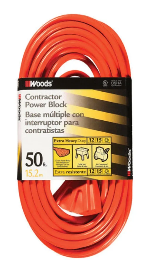 Woods 12/3 SJTW 300 V 50 ft. L Power Cord