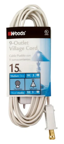 Woods Indoor 15 ft. L White Extension Cord with Switch 18/2