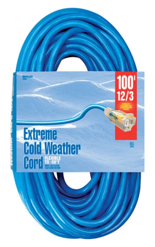 Woods Indoor or Outdoor 100 ft. L Blue Extension Cord 12/3