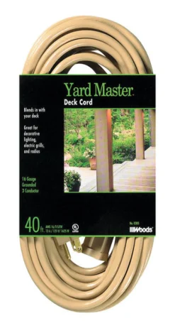 Woods Yard Master Beige 13A 125V 1625W 3-Outlets 16/3 ga. Extension Cord 40 L ft.