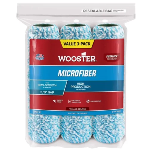 Wooster Microfiber 9 in. W X 3/8 in. Paint Roller Cover 3 pk