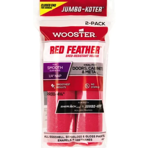 Wooster Red Feather Velour 1/4 in. x 4-1/2 in. W Mini Paint Roller Cover 2 pk