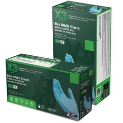 X3 Nitrile Disposable Gloves XX-Large Blue Powder Free 100 pk