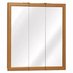 Zenith K24 24" X 26" X 4.5" Oak Framed Tri-View Medicine Cabinet