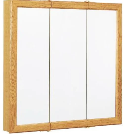 Zenith K24 24" X 26" X 4.5" Oak Framed Tri-View Medicine Cabinet