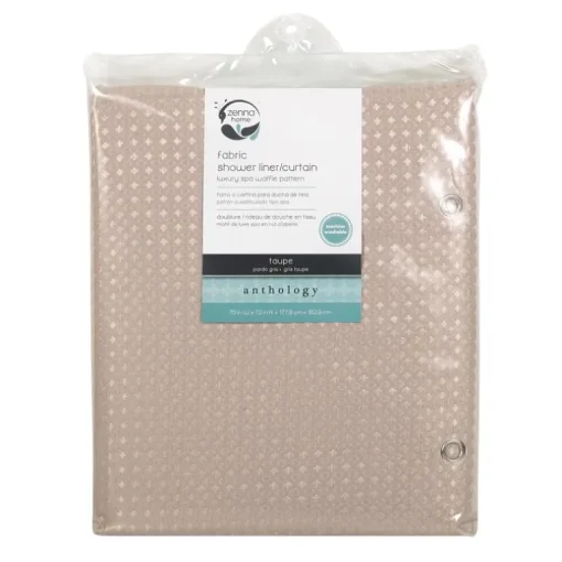 Zenna Home 72 in. H X 70 in. W Taupe Waffle Shower Curtain Liner Fabric