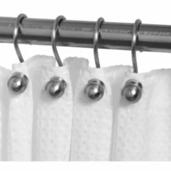 Zenna Home Brushed Nickel Metal Decorative Ball Shower Curtain Rings 12 Pk