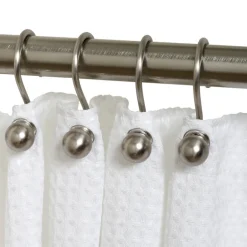 Zenna Home Brushed Nickel Metal Decorative Ball Shower Curtain Rings 12 Pk