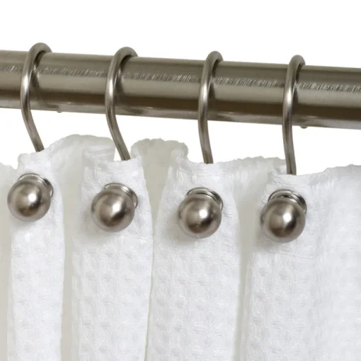Zenna Home Brushed Nickel Metal Decorative Ball Shower Curtain Rings 12 Pk