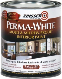 Zinsser 02754 Quart Semi-Gloss Perma-WhiteÂ® Mildew-Proof Bathroom Paint