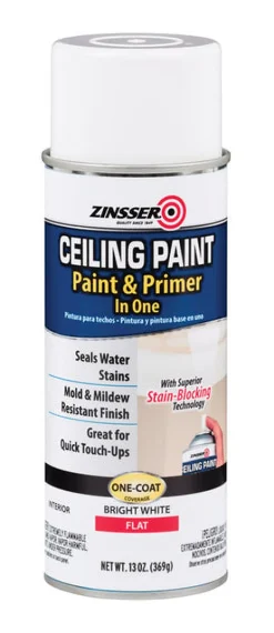 Zinsser Flat Bright White Water-Based Ceiling Paint and Primer in One Interior 13 oz