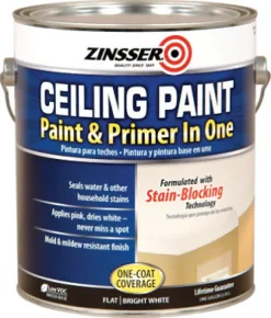 Zinsser Flat Bright White Water-Based Ceiling Paint and Primer in One Interior 1 gal (Pack of 2).