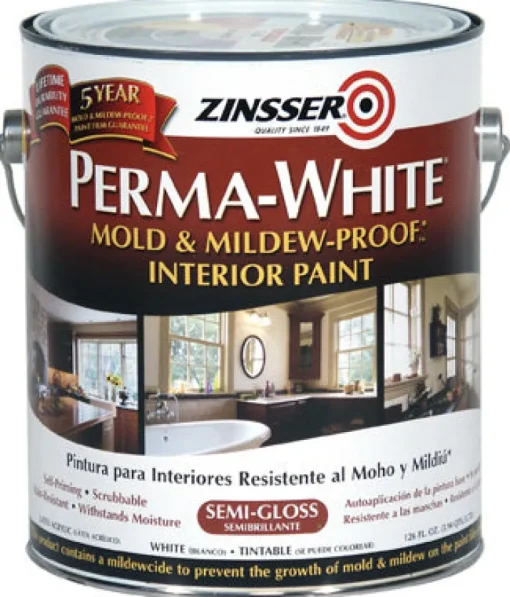 Zinsser Perma-White Semi-Gloss White Mold and Mildew-Proof Paint Indoor 1 gal. (Pack of 2)